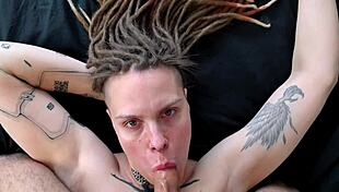 Submissive Slut Craves Leather Corset and Brutal Face Fucking from Muscular Stud