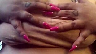 curvy ebony milf cheekz teases her huge tits and hard nipples slow and nasty