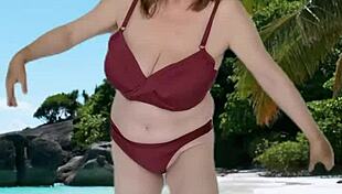 hot granny teases huge tits in skimpy bikini