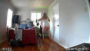 stepmom tries new clothes from shopping then fingers pussy to orgasm on hidden cam