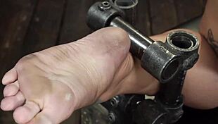 Busty Slave Shackled Bound Whipped and Toyed in Rough BDSM