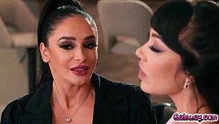 what starts as diligence lesson explodes into wet threesome with kimmy kimm, sheena ryder dominating her boss!!