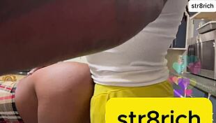 young atlanta blonde cheerleader bends over kitchen counter takes big cock deep anal pounding