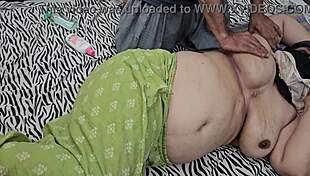 chikni aunty's massive boobs get oiled massage with dirty hindi talk from horny hubby