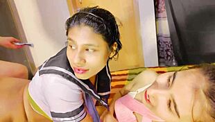 Petite 18+ teen facialized by big cock in romantic ffm threesome with milf uttaran20