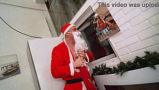Santa stuffs monika fox's tight anal with squirt monster then mouth cum