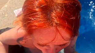 hey check out this redhead getting poolside sex action