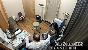 angel santana's shaved pussy moans under backstage face fuck cum blast