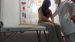 Gynecologist fingers tight asshole before bareback fucking juicy patient pussy