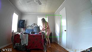 stepmom tries new clothes from shopping then fingers pussy to orgasm on hidden cam