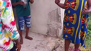 two big cocks pamper big ass wife backyard erotic threesome