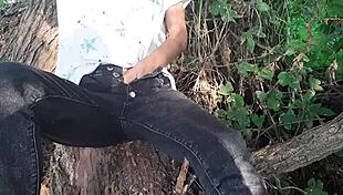 daring clothed self-touch in forest builds to wild release