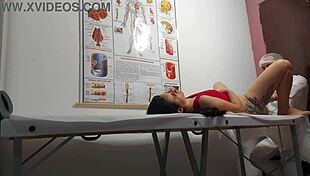 Gynecologist fingers tight asshole before bareback fucking juicy patient pussy