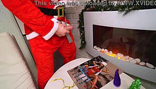 Santa stuffs monika fox's tight anal with squirt monster then mouth cum