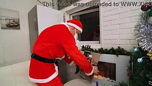Santa stuffs monika fox's tight anal with squirt monster then mouth cum