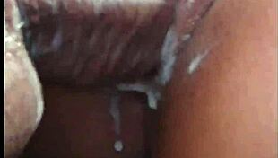 my sexy pierced nipple girl gives footjob leading to creampie closeup