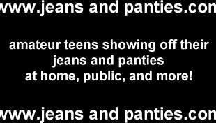 Girl next door's tight jeans conceal panty-clad teen secrets