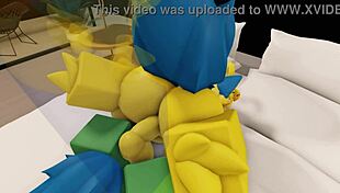 me and my furry noob girlfriend with big tits ride huge cocks anal style in our roblox house