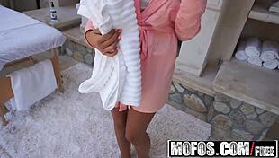 August Ames stars in Mofos oiled up titties pornstar vote scene on the beach