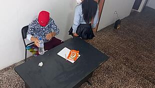 stepdad's secretary whore bends for my rough office standing fuck