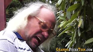 teen hottie bounces on old man's throbbing dick hard!