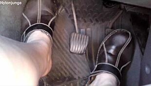 zeraphine73's chubby feet tease in car socks off 👣🚗😍