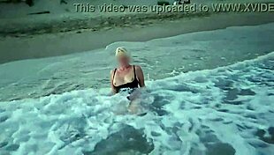 BLONDE FLASHES TITS then SUCKS COCK on crowded beach
