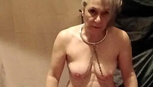 Bound French Housewife's Auto BDSM Session with Clamps Urine and Belt