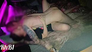 man we were going at it so hard on that squeaky glowing hotel bed licking her juicy milf pussy till she moaned loud