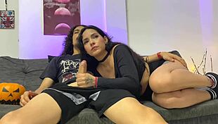 Latina tubebelatina tempts with special halloween dulce o truco big ass handjob spit play