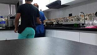 colombian wife gets convinced for kitchen fuck spanking her curvy ass part 1