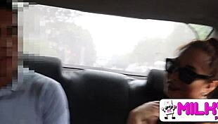 Horny peruvian latina slut rides cock cowgirl then doggystyle in public taxi