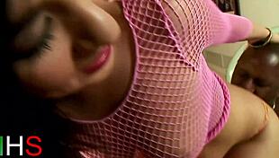 Hot brunette teen fucks black man riding huge cock doggystyle.