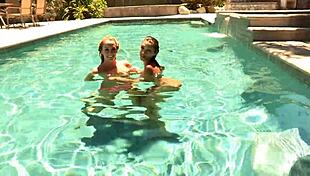 Celeste Star and Brett Rossi, you two get so wet licking pussies by the pool?