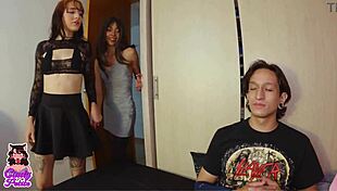 a couple invites me for doggystyle threesome with petite latina slut bent over wet pussy