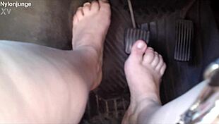 zeraphine73's chubby feet tease in car socks off 👣🚗😍