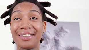 bunny fae slobbers honey dick for that wild interracial rimjob action!