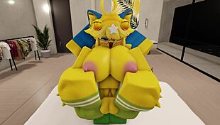 me and my furry noob girlfriend with big tits ride huge cocks anal style in our roblox house