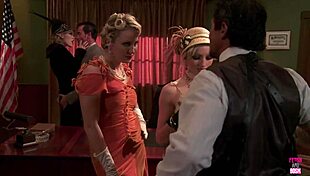 i can't believe this wild 1920s office orgy with retro costumes cowgirl riding and deepthroat action everywhere