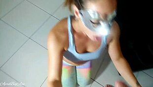 Stepdaddy trains my sporty body with brutal deepthroat cum swallowing sessions