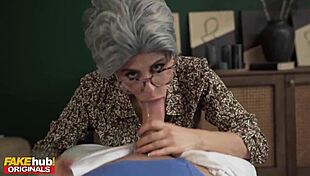 Horny gilf dusts panties cobwebs before riding huge cock doctor style