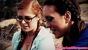 Redhead Babe Yields to Intense Threesome BDSM Fantasy