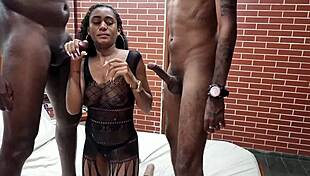 behind the scenes myllena rios plays slut wife fucking hubby's friends while he films her double penetration