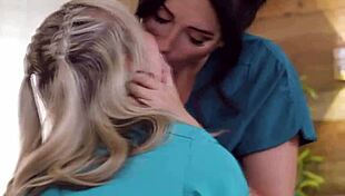 Petite blonde masseuse, wanna strapon fuck your busty boss's ass?