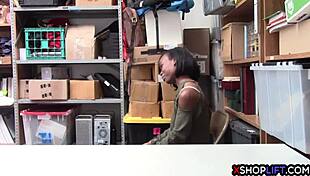 what happens when slender ebony shoplifter gets caught stealing?