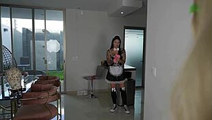 curvy colombian maid gets dominated by trans boss and assfucked hard by salome gil