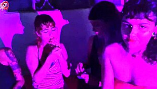 These 4 little latina sluts smoke, strip, kiss and worship pretty feet barefoot