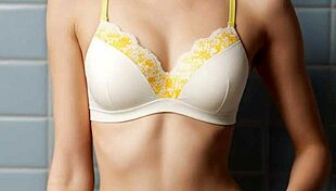 stunning eastern european model slips into sheer lingerie barefoot