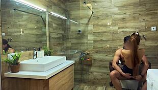 myredfoxgirl sneaks off at party to cheat on husband in bathroom wearing heels and ripped dress