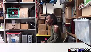 what happens when slender ebony shoplifter gets caught stealing?